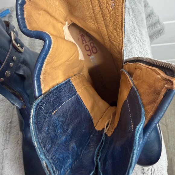 A.S.98 - B52213 - OCEANIC Blue Zipper Boots Italian Leather size 41 (9.5-10) - Picture 10 of 13